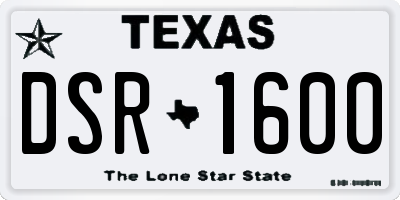 TX license plate DSR1600