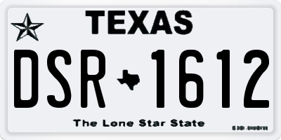 TX license plate DSR1612