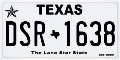 TX license plate DSR1638