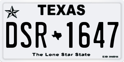 TX license plate DSR1647