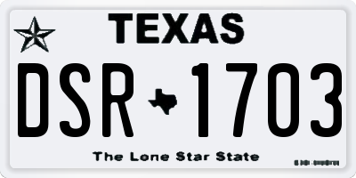 TX license plate DSR1703