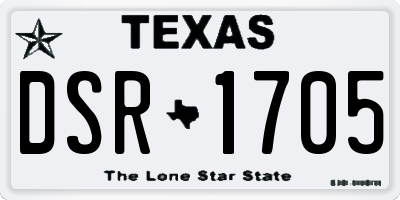 TX license plate DSR1705