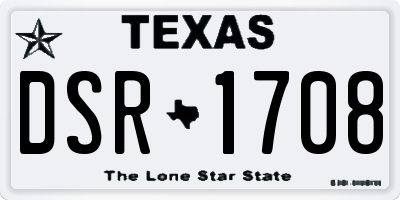 TX license plate DSR1708