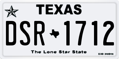 TX license plate DSR1712