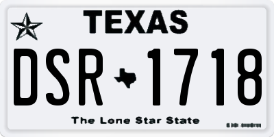 TX license plate DSR1718