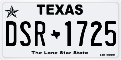 TX license plate DSR1725