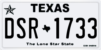 TX license plate DSR1733