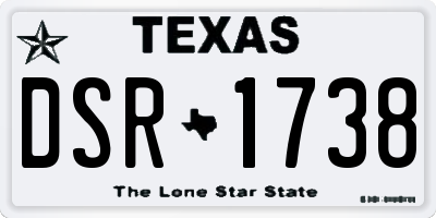 TX license plate DSR1738