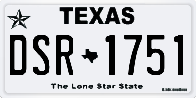 TX license plate DSR1751