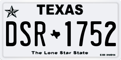 TX license plate DSR1752