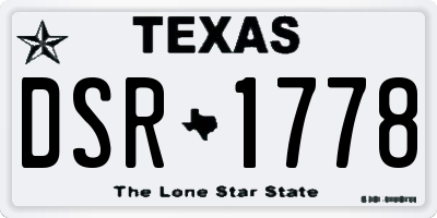 TX license plate DSR1778
