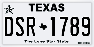 TX license plate DSR1789