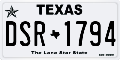 TX license plate DSR1794