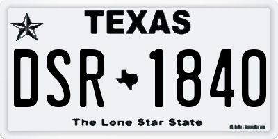 TX license plate DSR1840