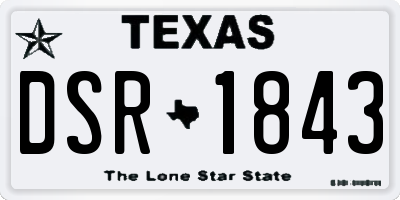 TX license plate DSR1843