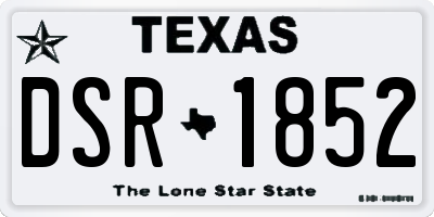 TX license plate DSR1852