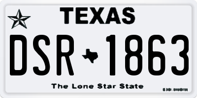 TX license plate DSR1863
