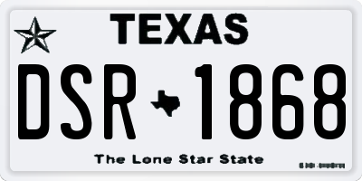 TX license plate DSR1868