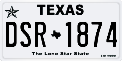 TX license plate DSR1874