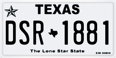 TX license plate DSR1881