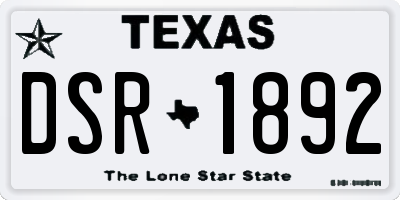 TX license plate DSR1892