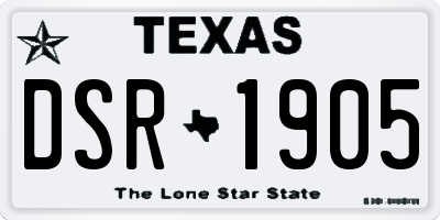 TX license plate DSR1905