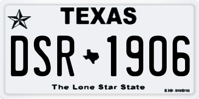 TX license plate DSR1906