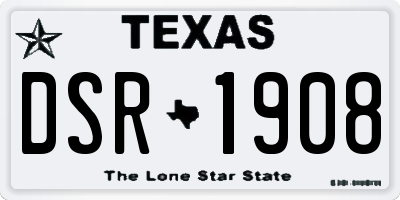 TX license plate DSR1908