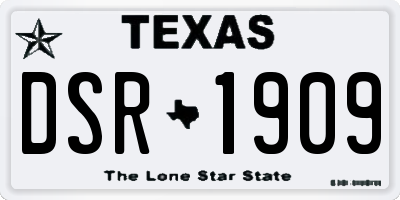 TX license plate DSR1909