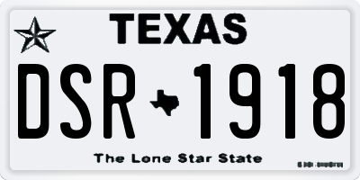 TX license plate DSR1918