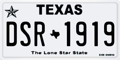 TX license plate DSR1919