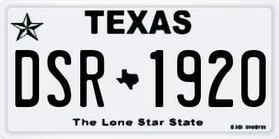TX license plate DSR1920
