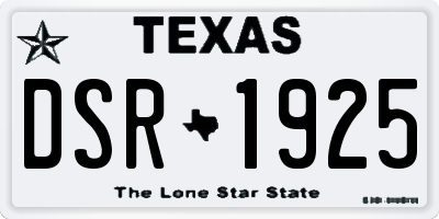 TX license plate DSR1925
