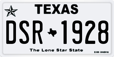 TX license plate DSR1928