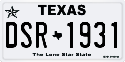 TX license plate DSR1931
