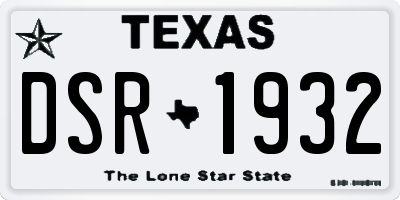 TX license plate DSR1932