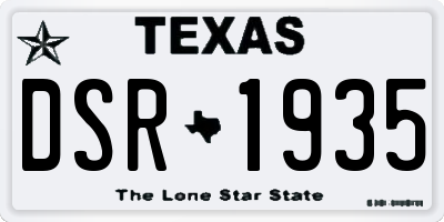 TX license plate DSR1935