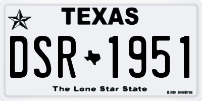 TX license plate DSR1951
