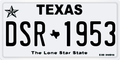 TX license plate DSR1953