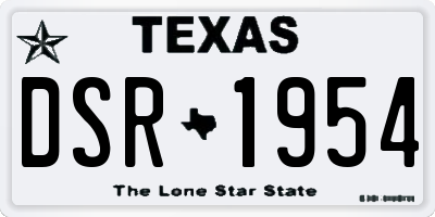 TX license plate DSR1954