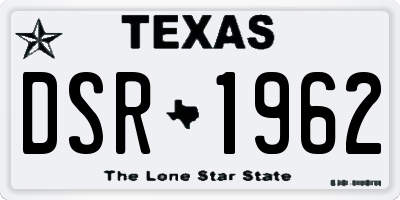 TX license plate DSR1962