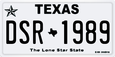 TX license plate DSR1989