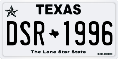 TX license plate DSR1996