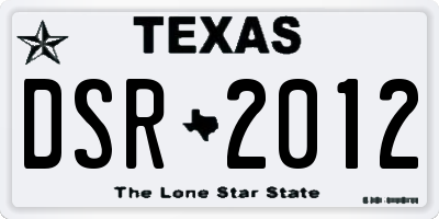 TX license plate DSR2012