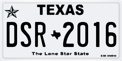 TX license plate DSR2016