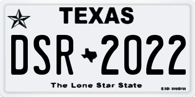 TX license plate DSR2022