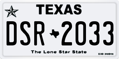 TX license plate DSR2033