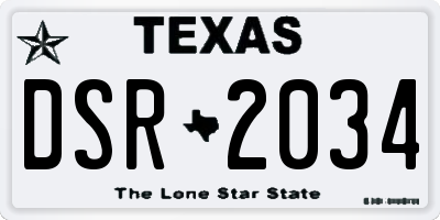 TX license plate DSR2034
