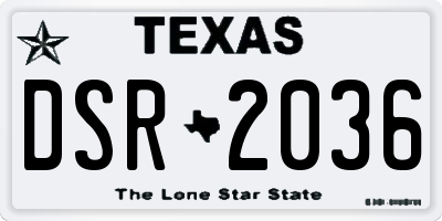 TX license plate DSR2036
