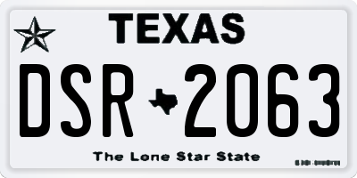 TX license plate DSR2063